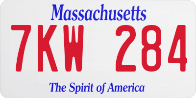 MA license plate 7KW284