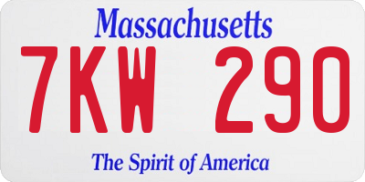 MA license plate 7KW290