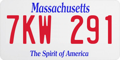 MA license plate 7KW291