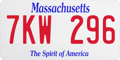 MA license plate 7KW296