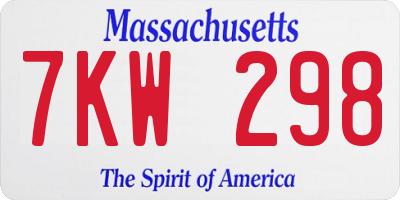 MA license plate 7KW298