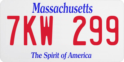 MA license plate 7KW299