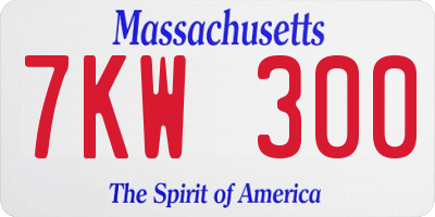 MA license plate 7KW300