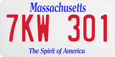 MA license plate 7KW301