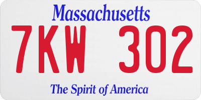 MA license plate 7KW302
