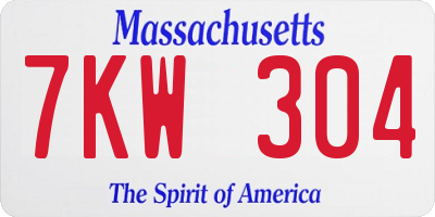 MA license plate 7KW304