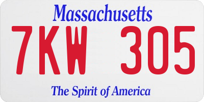 MA license plate 7KW305