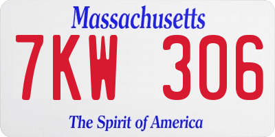 MA license plate 7KW306