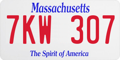 MA license plate 7KW307