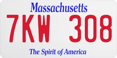 MA license plate 7KW308