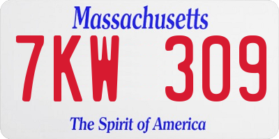MA license plate 7KW309