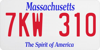 MA license plate 7KW310