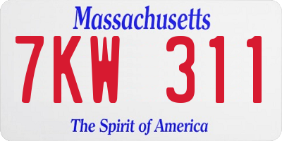 MA license plate 7KW311