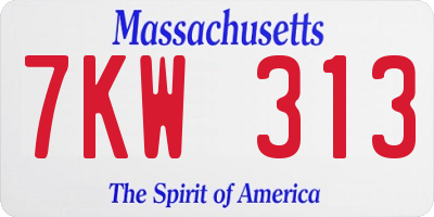 MA license plate 7KW313