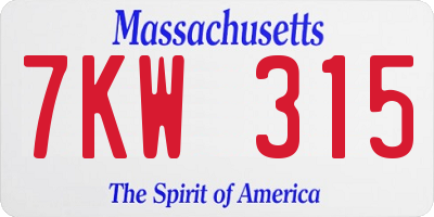 MA license plate 7KW315
