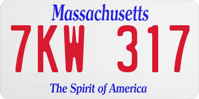 MA license plate 7KW317