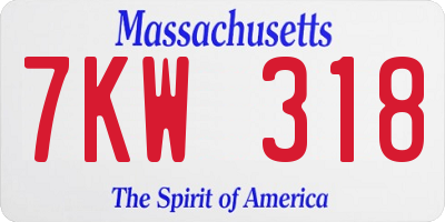 MA license plate 7KW318