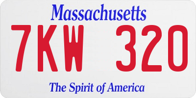 MA license plate 7KW320