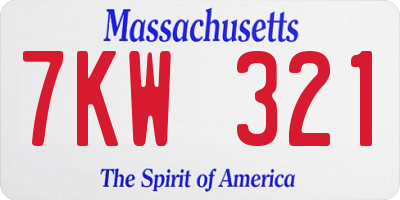 MA license plate 7KW321