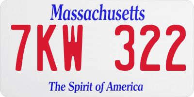 MA license plate 7KW322
