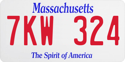 MA license plate 7KW324