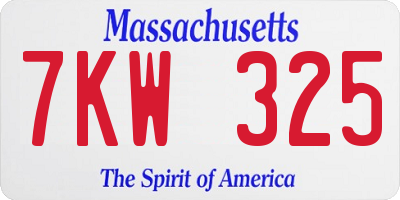 MA license plate 7KW325