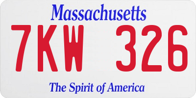 MA license plate 7KW326