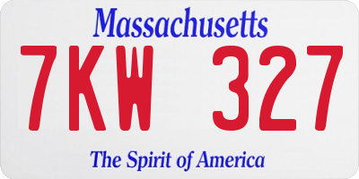 MA license plate 7KW327