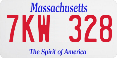 MA license plate 7KW328
