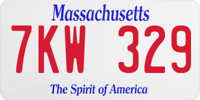 MA license plate 7KW329