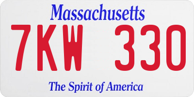 MA license plate 7KW330