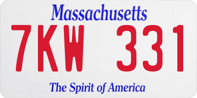 MA license plate 7KW331