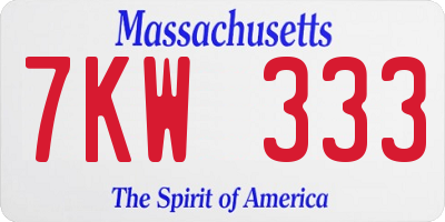 MA license plate 7KW333