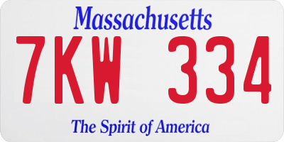 MA license plate 7KW334