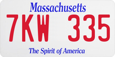 MA license plate 7KW335