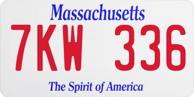 MA license plate 7KW336