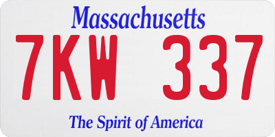 MA license plate 7KW337