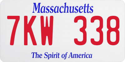 MA license plate 7KW338