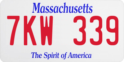 MA license plate 7KW339