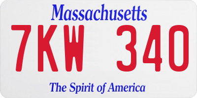 MA license plate 7KW340