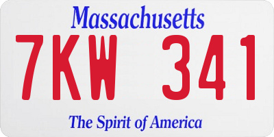 MA license plate 7KW341