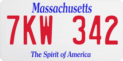 MA license plate 7KW342