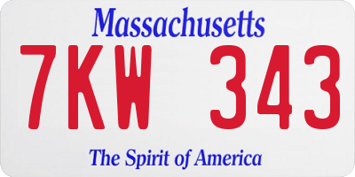 MA license plate 7KW343