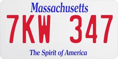 MA license plate 7KW347