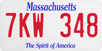 MA license plate 7KW348