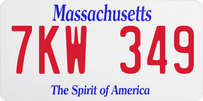 MA license plate 7KW349