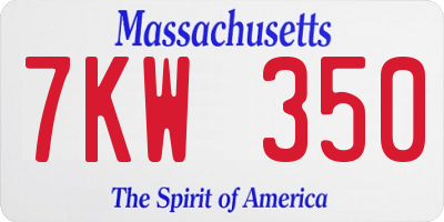 MA license plate 7KW350