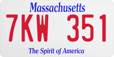 MA license plate 7KW351