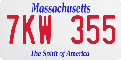 MA license plate 7KW355