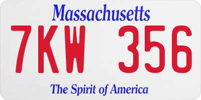 MA license plate 7KW356